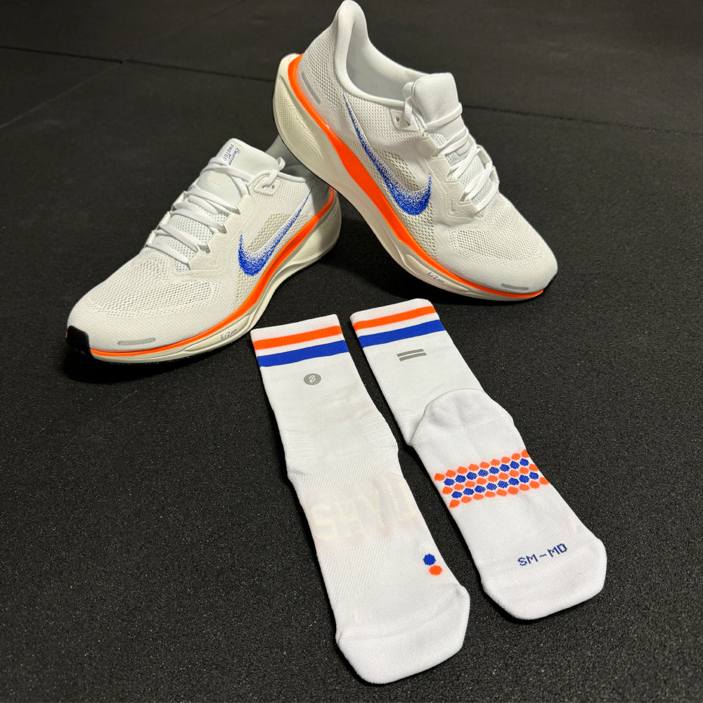 Shyu Racing Running Socks - White/Blue/Orange